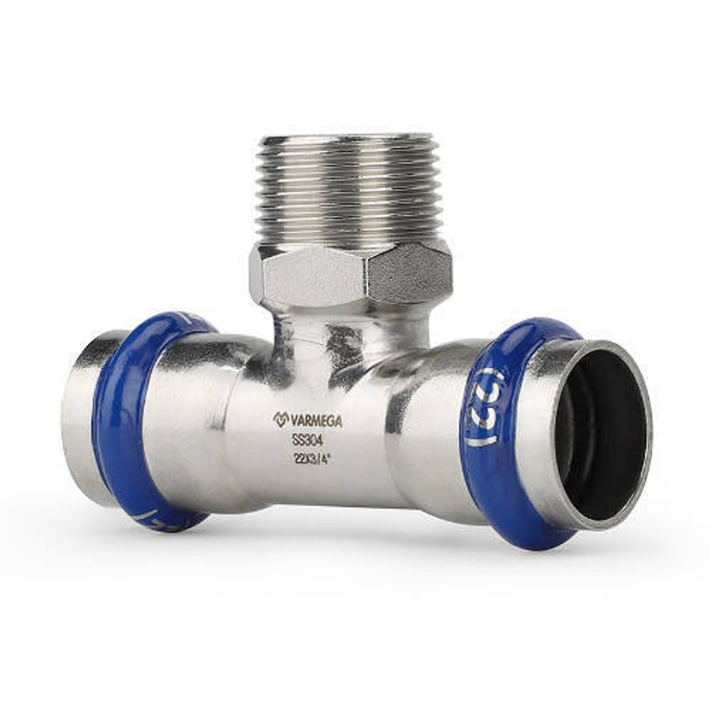 Тройник с переходом на наружную резьбу Varmega Inox Press - 42 x 1"1/4 (для труб из нерж.стали)