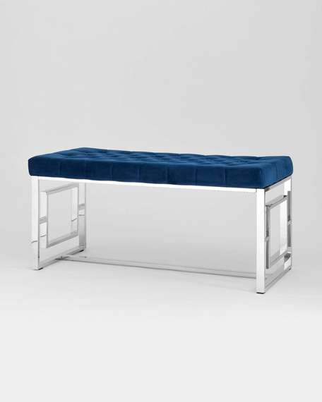 БРУКЛИН сталь серебро, нержавеющая сталь, обивка сиденья синий велюр