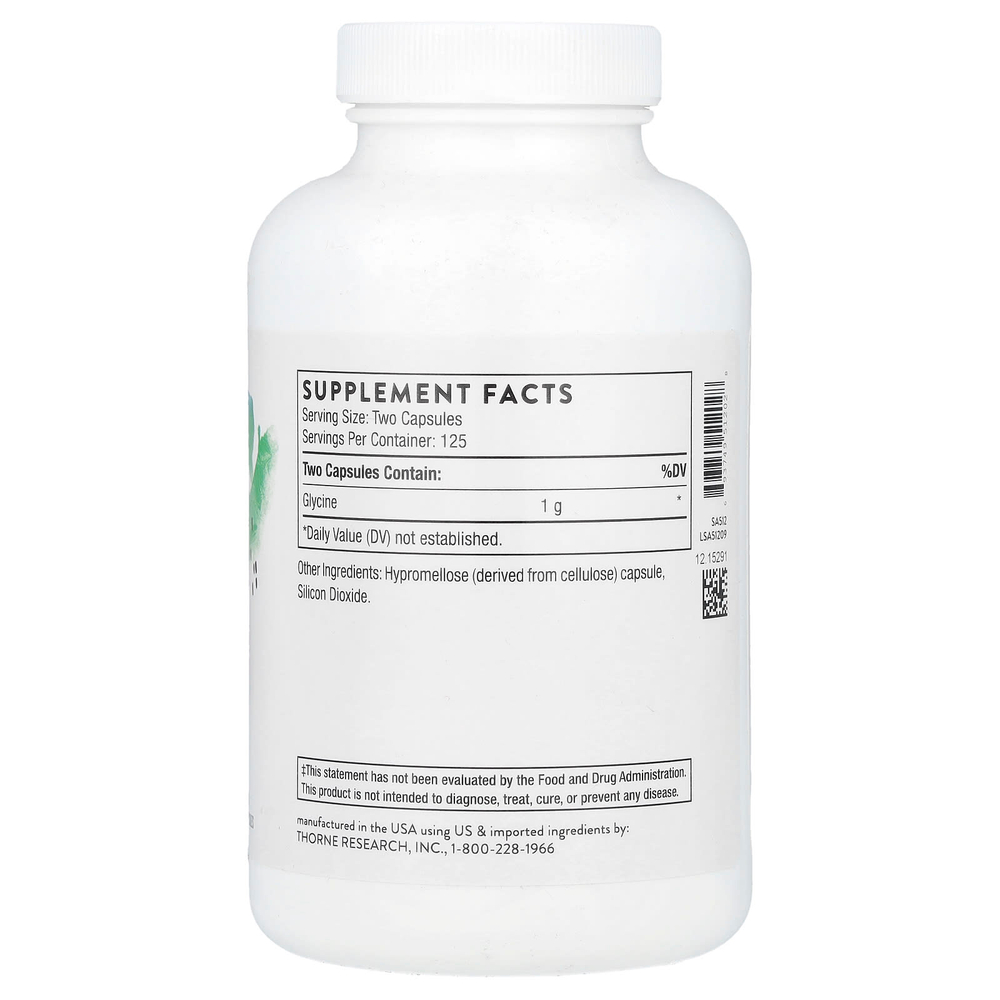 Thorne, глицин, 250 капсул (500 мг в 1 капсуле)