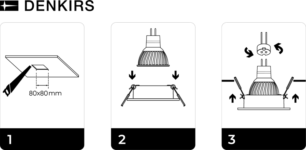 DK3021-BK Встраиваемый светильник, IP 20, 10 Вт, GU5.3, LED, черный, пластик