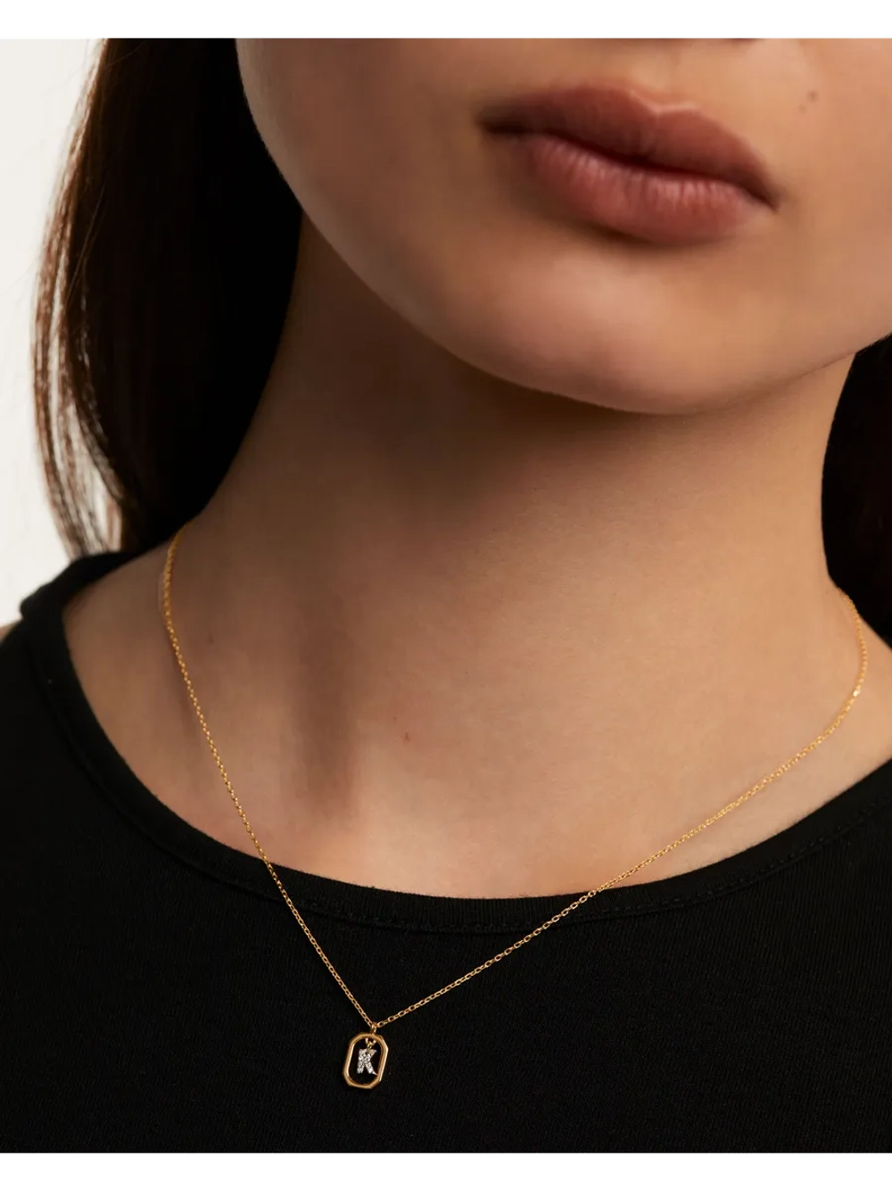 Колье Мини-Буква K серебро 925 пробы покрытое золотом