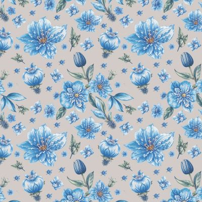 голубые цветы на сером фоне