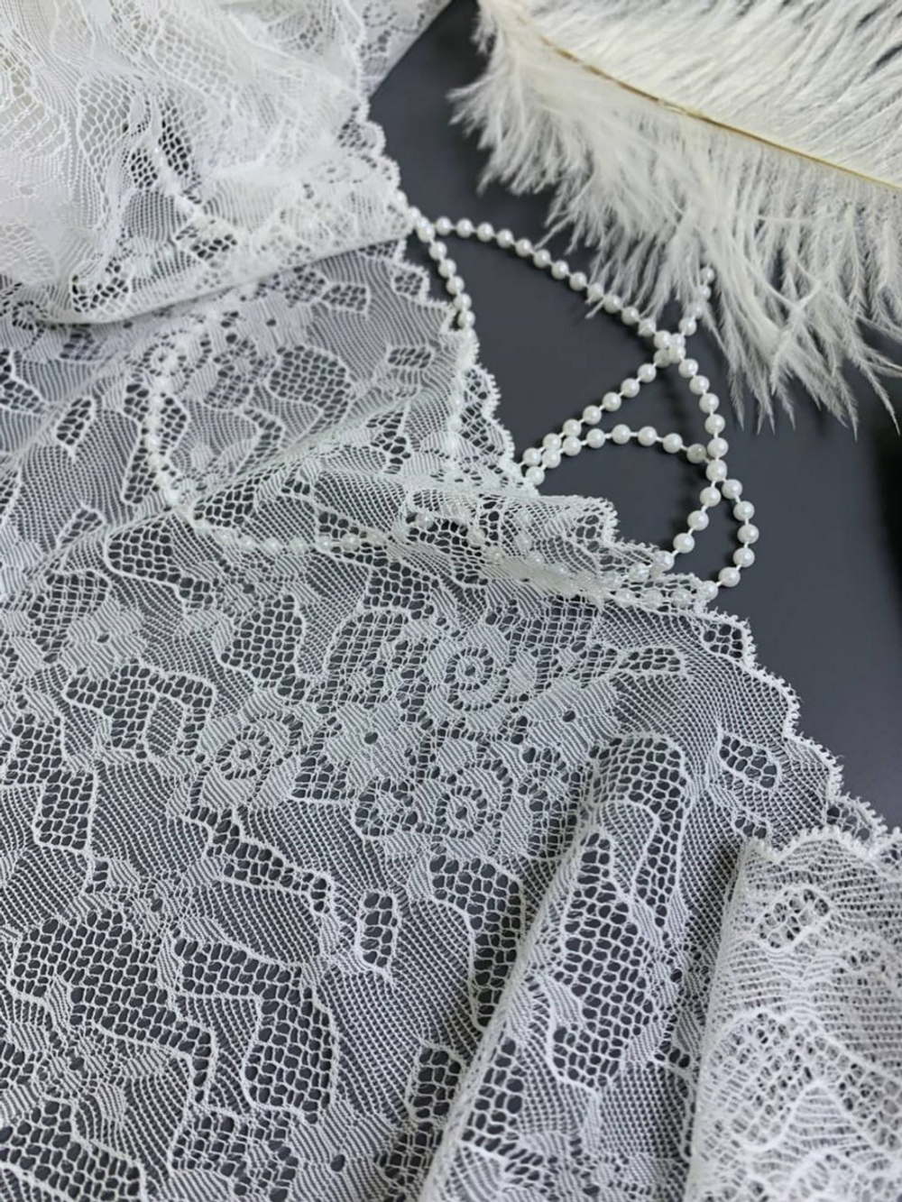 Кружево белое,18см, стрейч, IFS