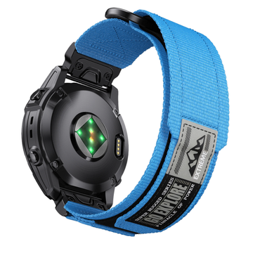 Нейлоновый ремешок 22 мм для Garmin (циферблат 47 мм) QuickFit на липучке (Голубой)