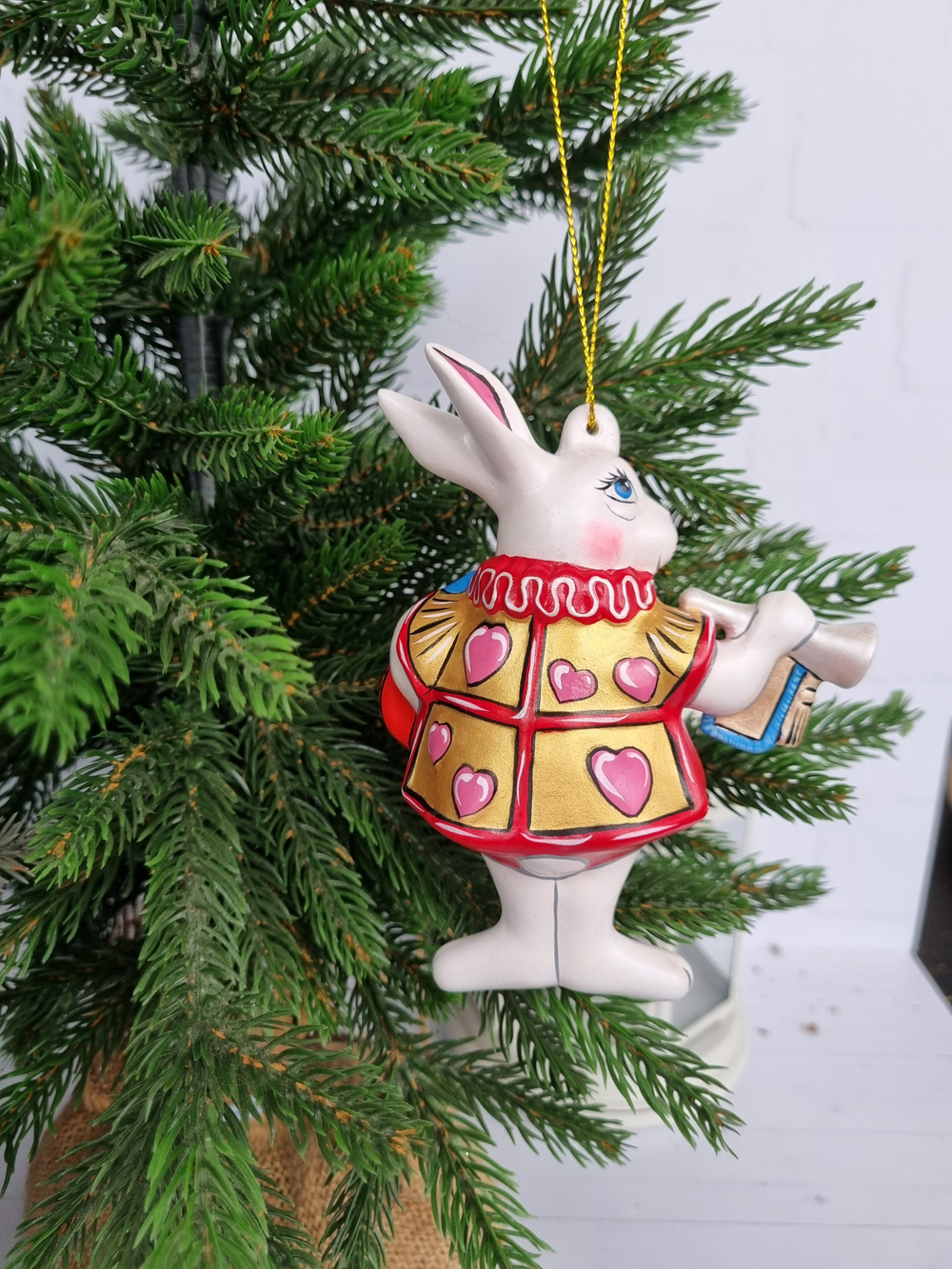 Кролик из Алисы ёлочная фарфоровая игрушка