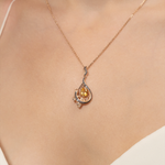 Подвеска «Золотистая ящерица» из красного золота с цитрином и кварцем дымчатым