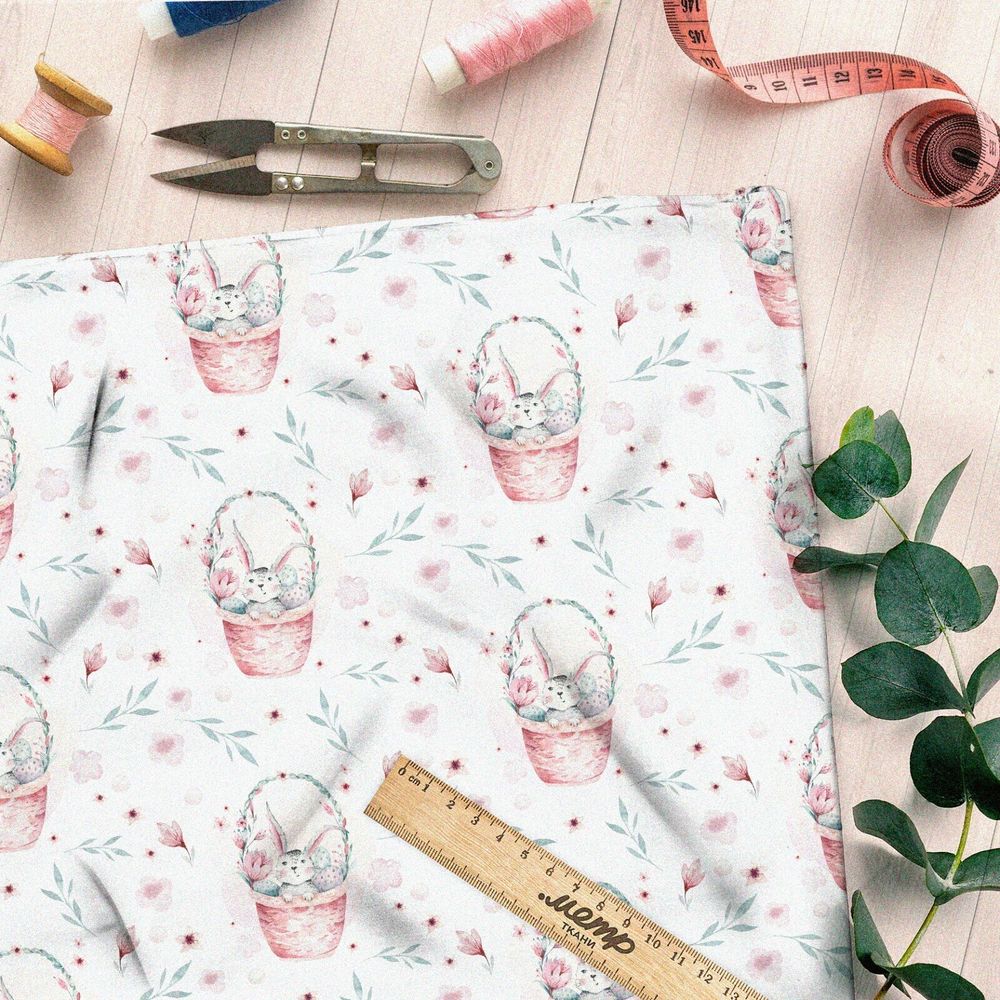 Ткань ниагара зайцы в корзине