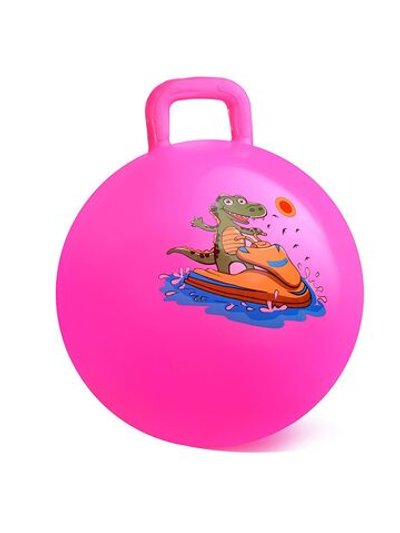 Мяч прыгун с ручками Зверята 65 см (розовый цвет)