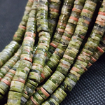 Унакит, сочные зеленые бусины диски 6мм, нить 10см