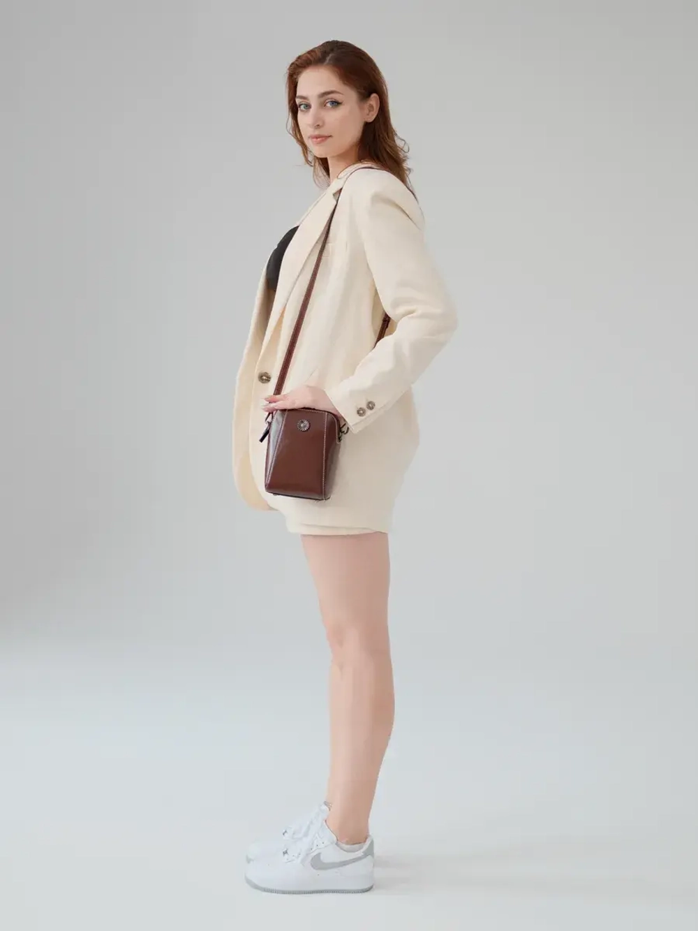 Сумка через плечо маленькая кросс боди для телефона кожаная