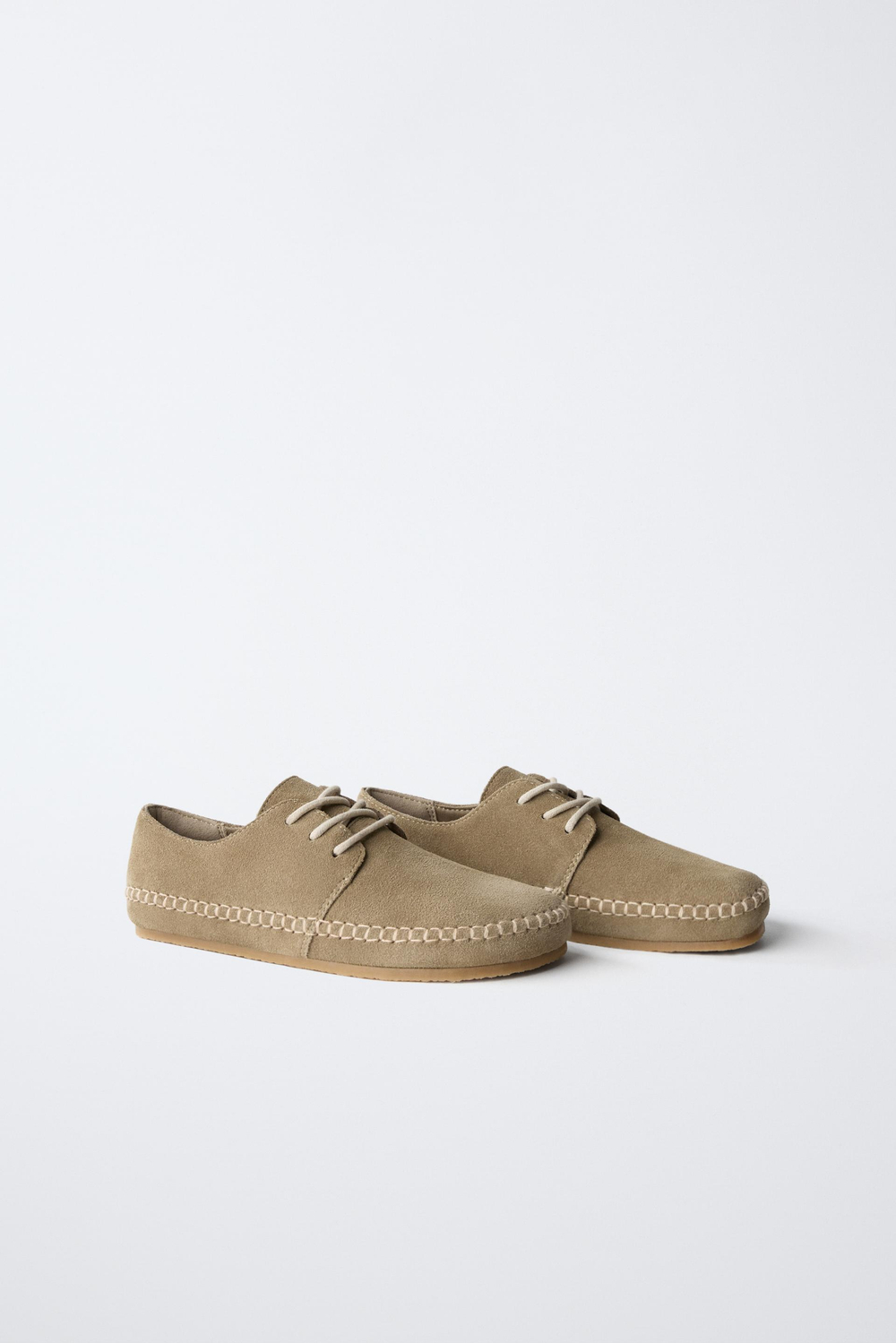 ZARA КОЖАНЫЕ ТУФЛИ BAREFOOT, ПЕСОЧНО-КОРИЧНЕВЫЙ
