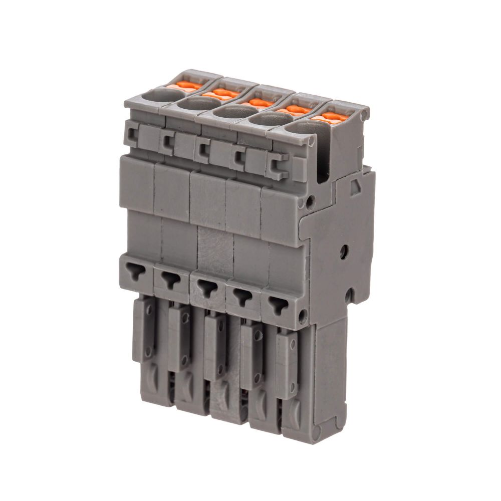 Штекер, зажим push-in, 5 точек подключения, 2.5 кв.мм, серый