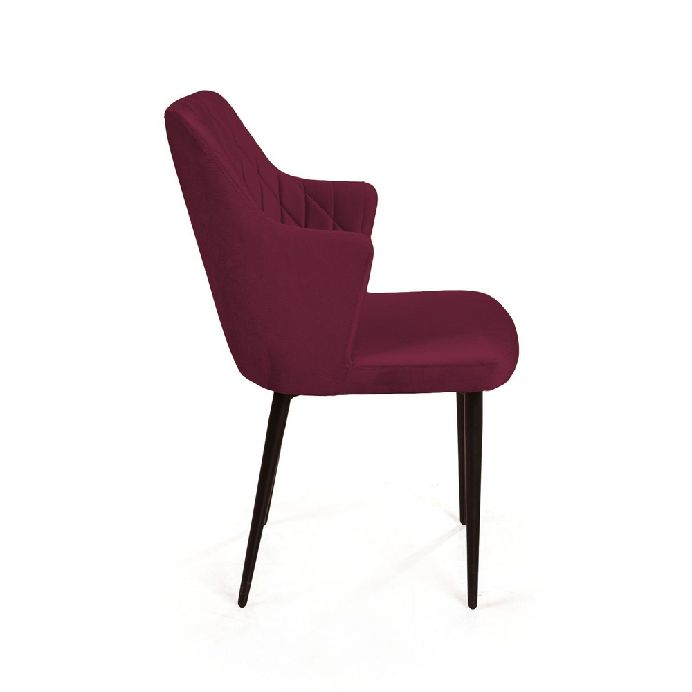 Стул с подлокотниками Hunt ромб, бархат красный 16 new / чёрный конус