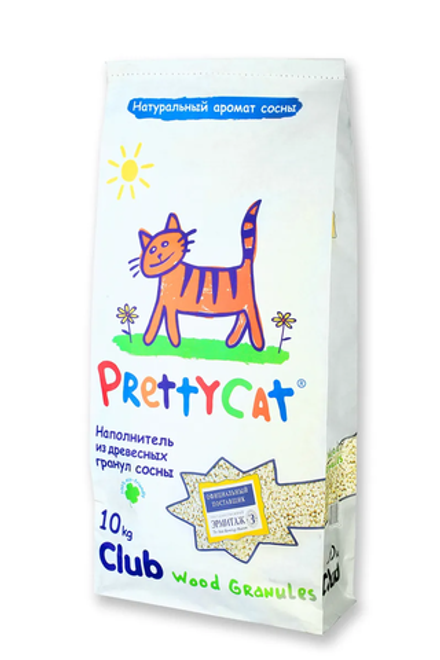 Наполнитель PrettyCat 10кг Wood Granules древесный