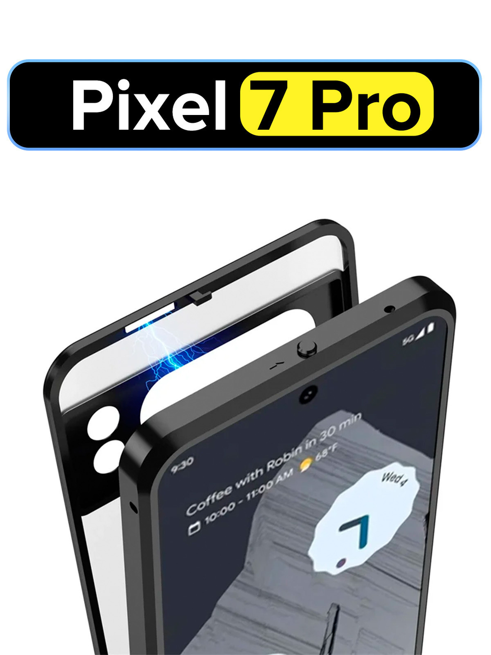 Металлический чехол MosSeller для Google Pixel 7 Pro, черный (комбинированный)