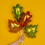 Шар с клапаном (12''/30 см) Мини-фигура, Дубовый лист, Оранжевый, 1 шт.