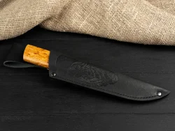 Нож Ханты-Манси, дамасская сталь, рукоять карельская берёза