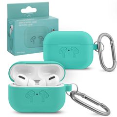 Силиконовый чехол Hang Silicon Сase HF с рисунком и карабином для AirPods Pro (Мятный / mint green)