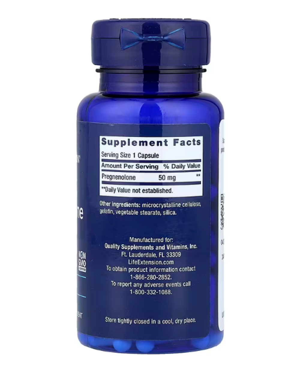 Life extension Pregnenolone 50 mg 100 caps.