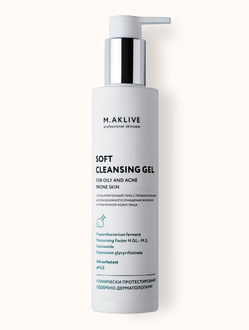 M.Aklive Soft Cleansing Gel, 200 ml/Мягкий гель для умывания жирной и проблемной кожи лица
