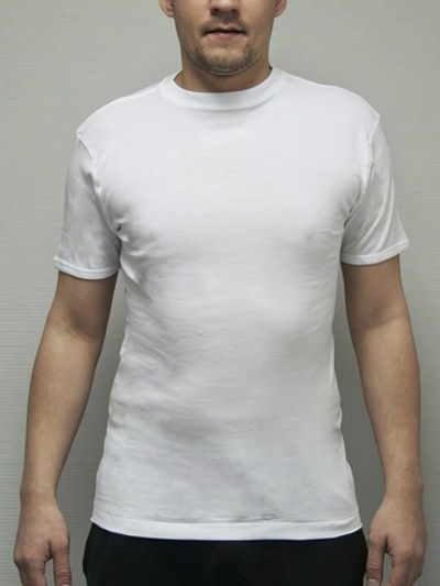 Мужская футболка с высоким вырезом горловины (Размер: L) (Цвет: белый)