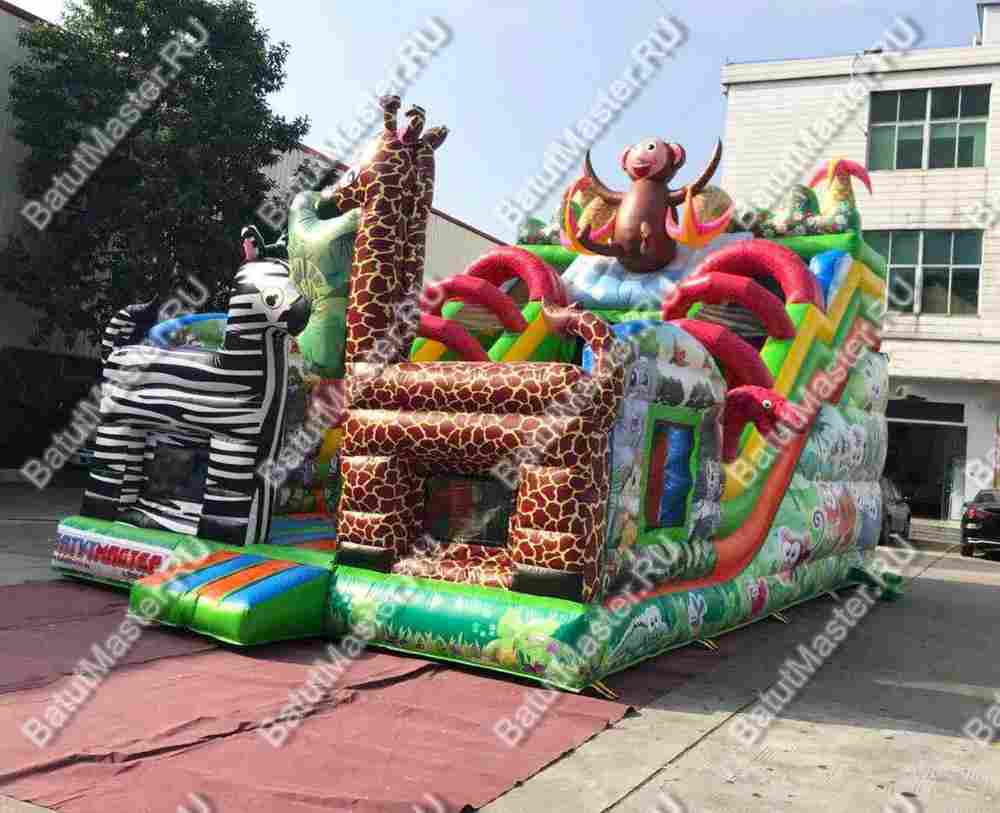 Коммерческий надувной батут "Большой зверинец" 9*5,5*7,7 м