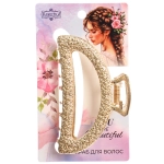 Заколка-краб для волос «AKS - DesignPRO», трапеция, цвет золото и хром, 6.7*2.8см