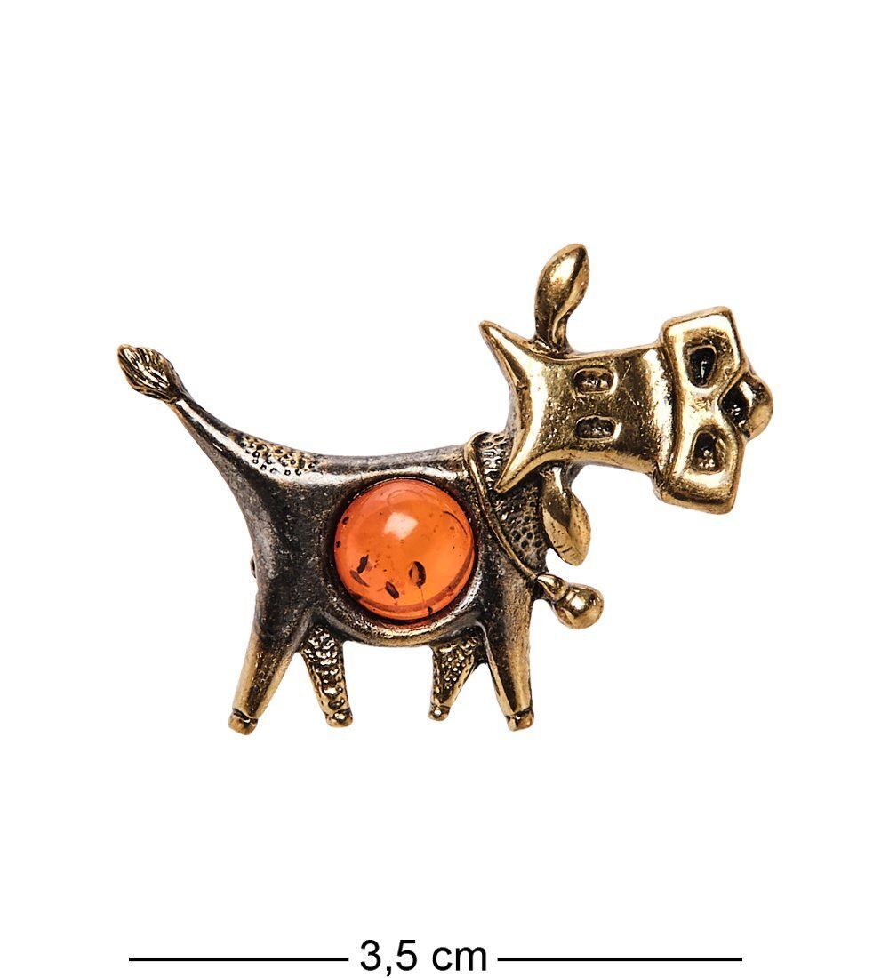 AM-2554 Брошь «Буренка» (латунь, янтарь)