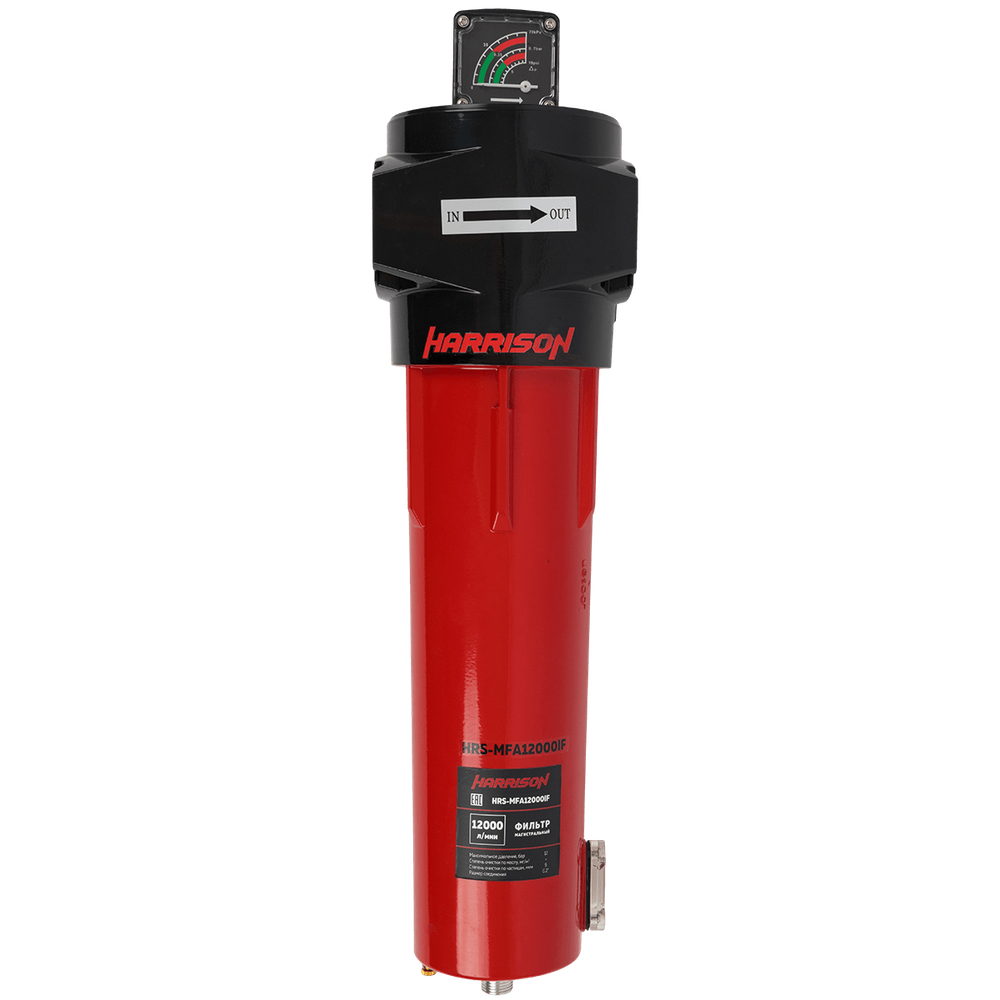 HRS-MFA12000IF Фильтр магистральный 5 мкм с дифференциальным манометром, 12000 л/мин, 12 бар, G 2"