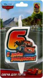 Свеча Цифра, 6 Тачки, 12 см, 1 шт.