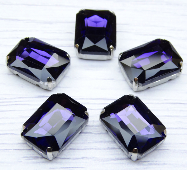 ПЦ014НН1318 Хрустальные стразы формы "октагон" в цапах, цвет: фиолетовый, размер: 13х18 мм, 3 шт.
