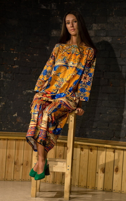 Комплект (туника и брюки кюлоты), по мотивам серии гобеленов известного мастера гротеска Жана Берена