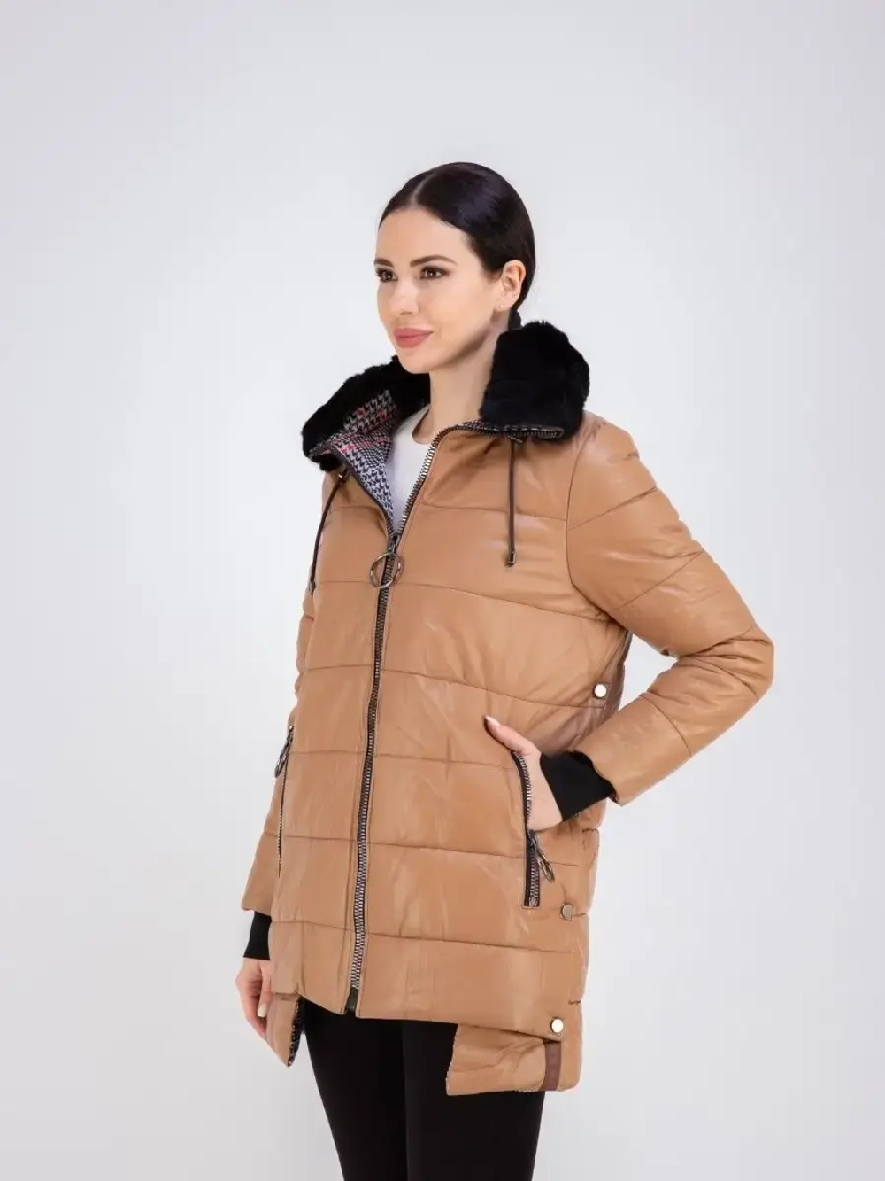 Пальто зимнее из натуральной кожи