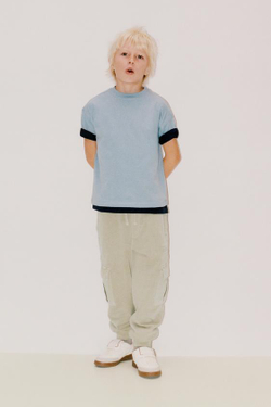 ZARA БРЮКИ КАРГО С ВЫШИВКОЙ, ТЕМНО-БЕЖЕВЫЙ