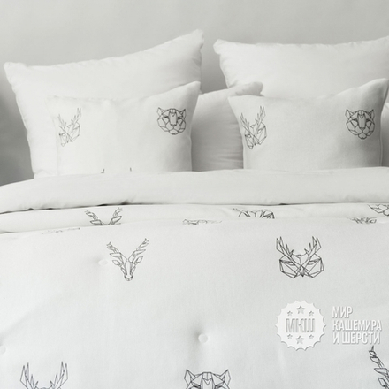 Стеганое покрывало с вышивкой ЛУККА (арт. BL02-292-01) - белое