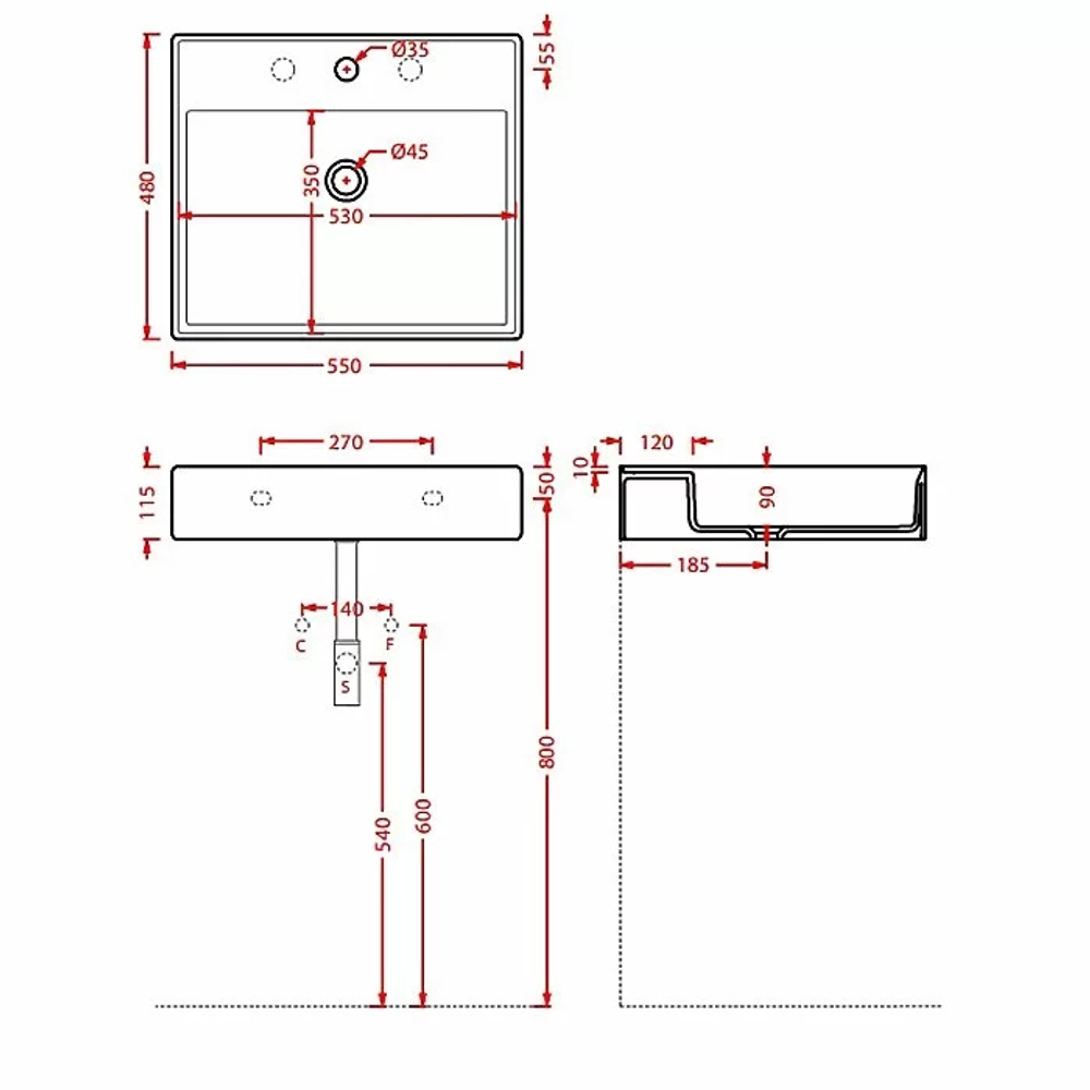 Раковина Artceram Scalino 55 SCL007 01 00 Bianco