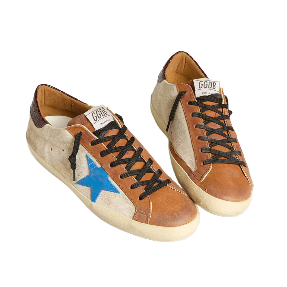 Кеды Golden Goose Superstar LTD Light Blue Star and Crocodile Heel Tab