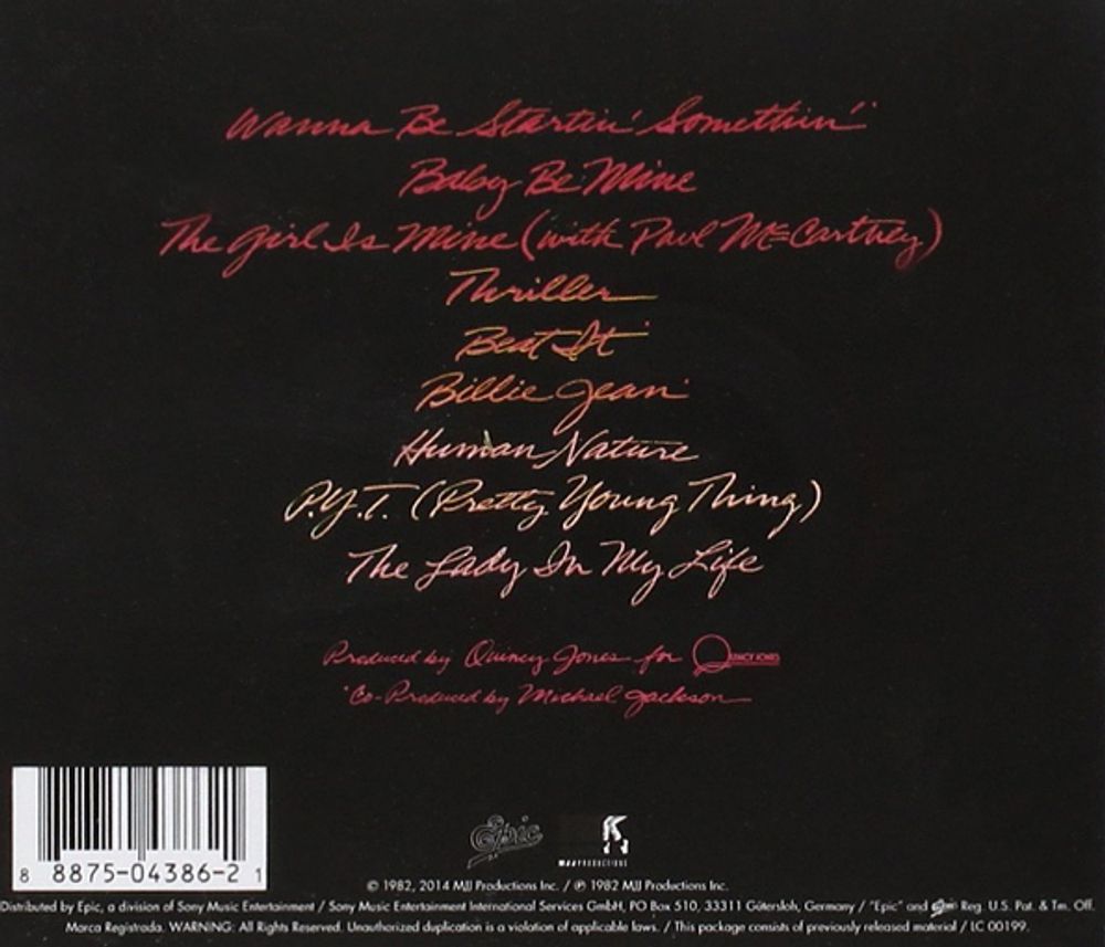 Michael Jackson. Thriller (CD)
