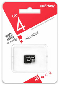 Карта памяти MicroSD 4-GB Smartbuy Class 10 без адаптера