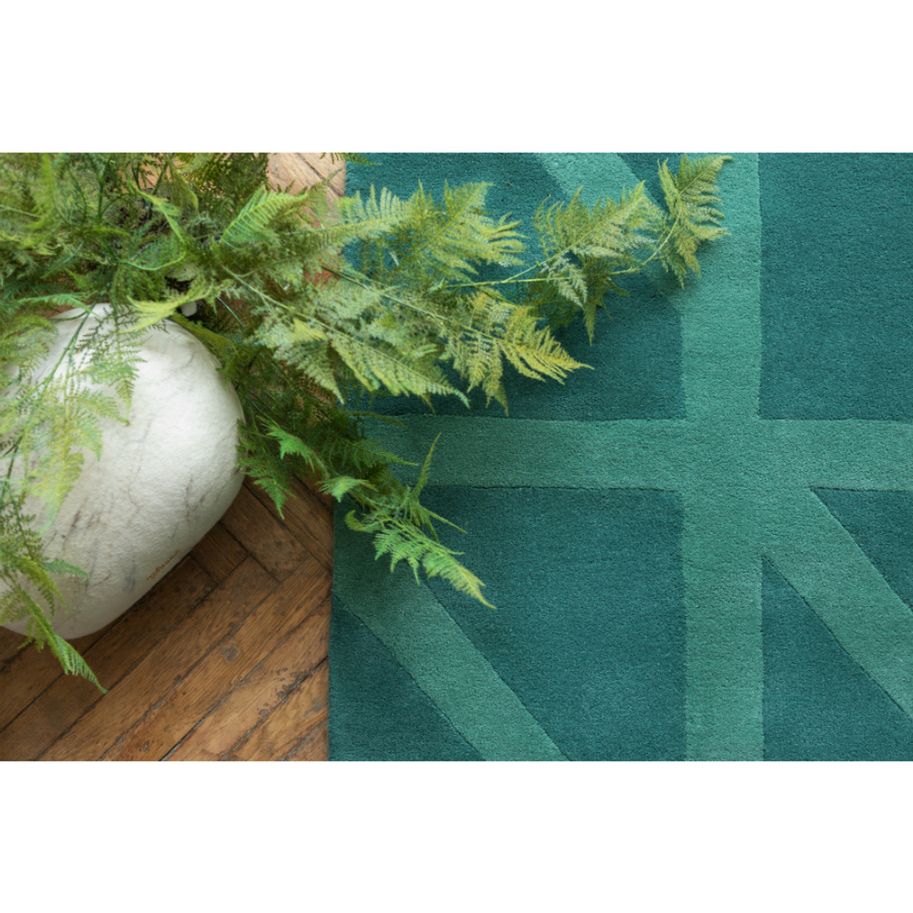Ковер шерстяной ручной работы geometric dance зеленого цвета, 200х280 см