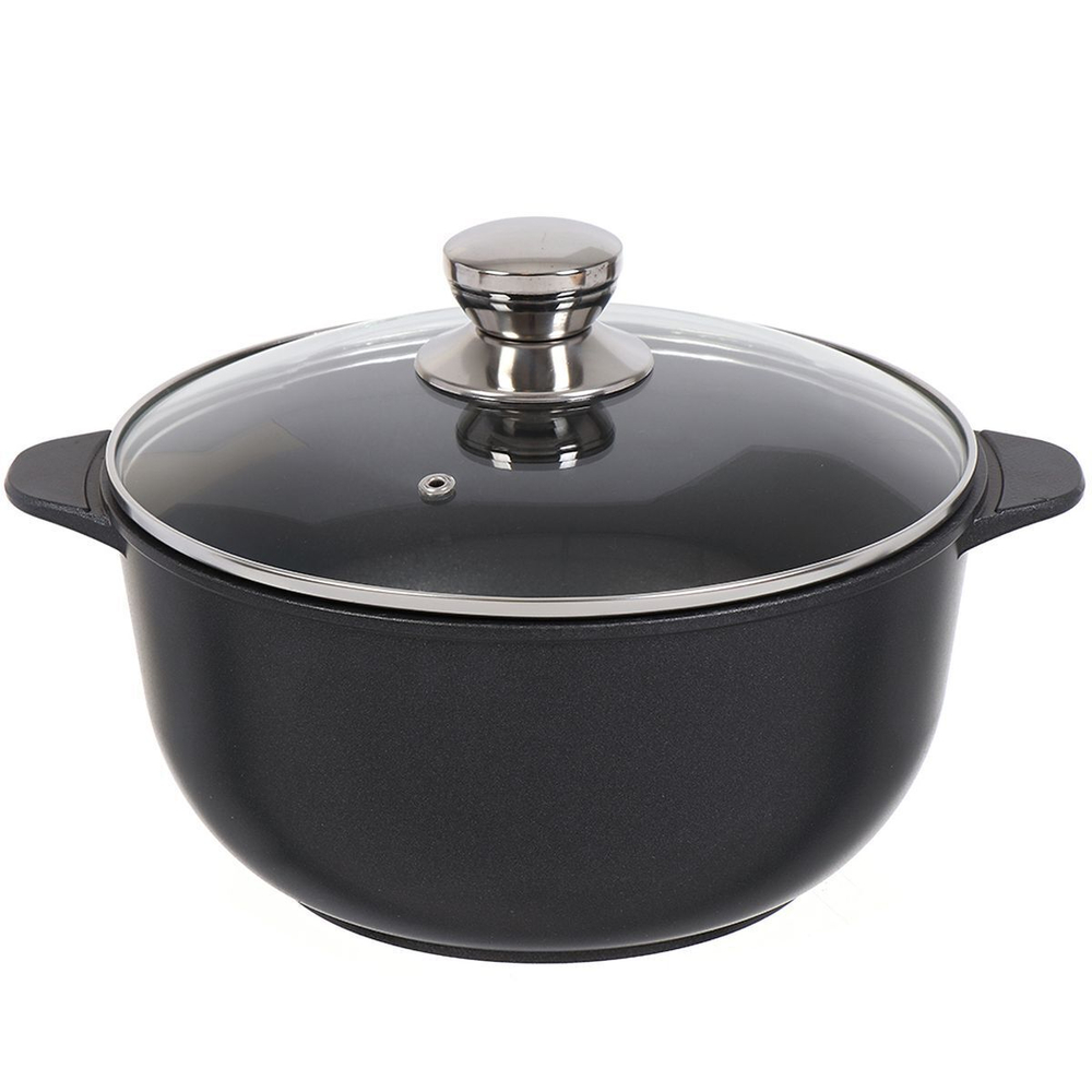 Кастрюля алюминий, антиприг, 4 л, с крыш, крышка стекло, кругл, Гардарика, Премьера, 1704-03-10