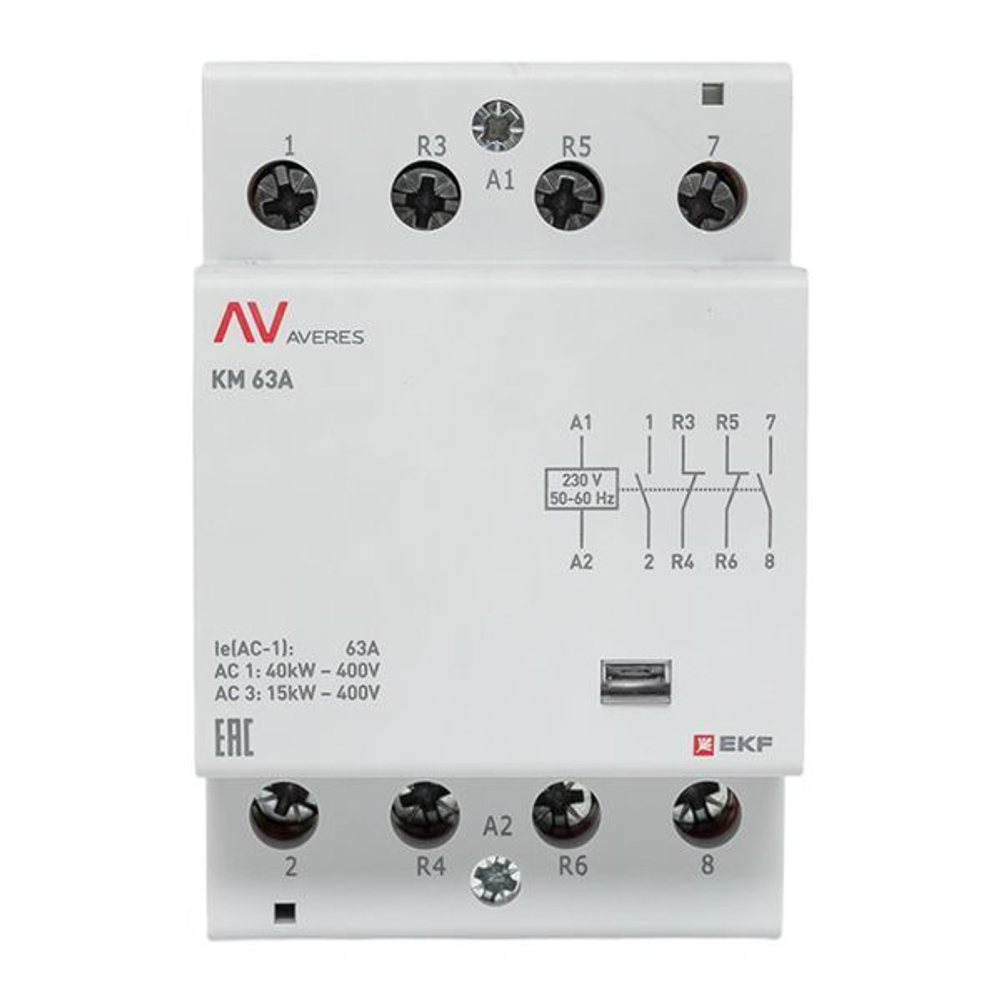 Контактор модульный EKF km-av-3-63-22-230V