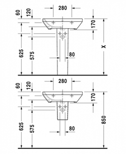 Раковина Duravit DuraStyle 60x44 2319600000 схема