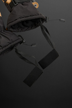 ZARA СТЕГАНЫЕ ЛЫЖНЫЕ ПЕРЧАТКИ, ЧЕРНЫЙ/КОРИЧНЕВЫЙ