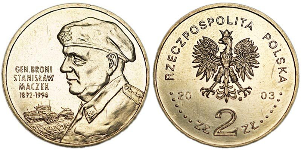 Польша 2 злотых, 2003 Генерал Станислав Мачек (1892-1994) aUNC