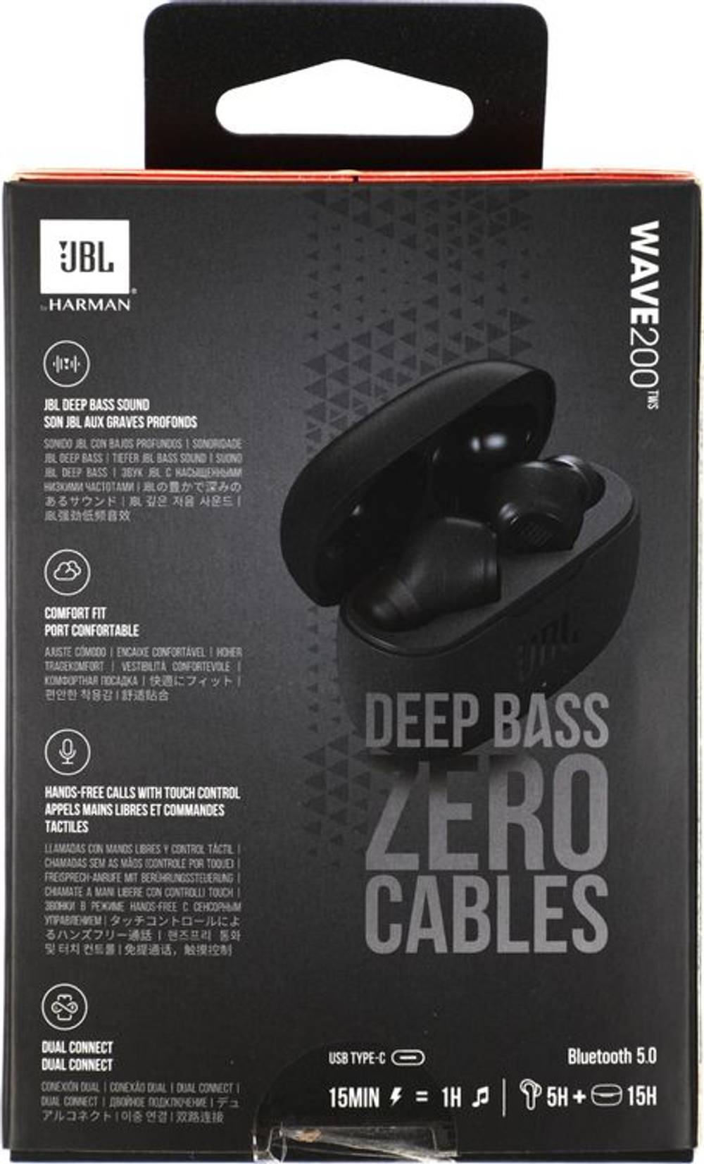 Наушники JBL Wave 200TWS, Bluetooth, внутриканальные, черный [jblw200twsblk]