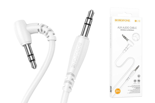 Аудио кабель угловой AUX BOROFONE BL10 3.5мм jack на 3.5мм jack 1 метр белый