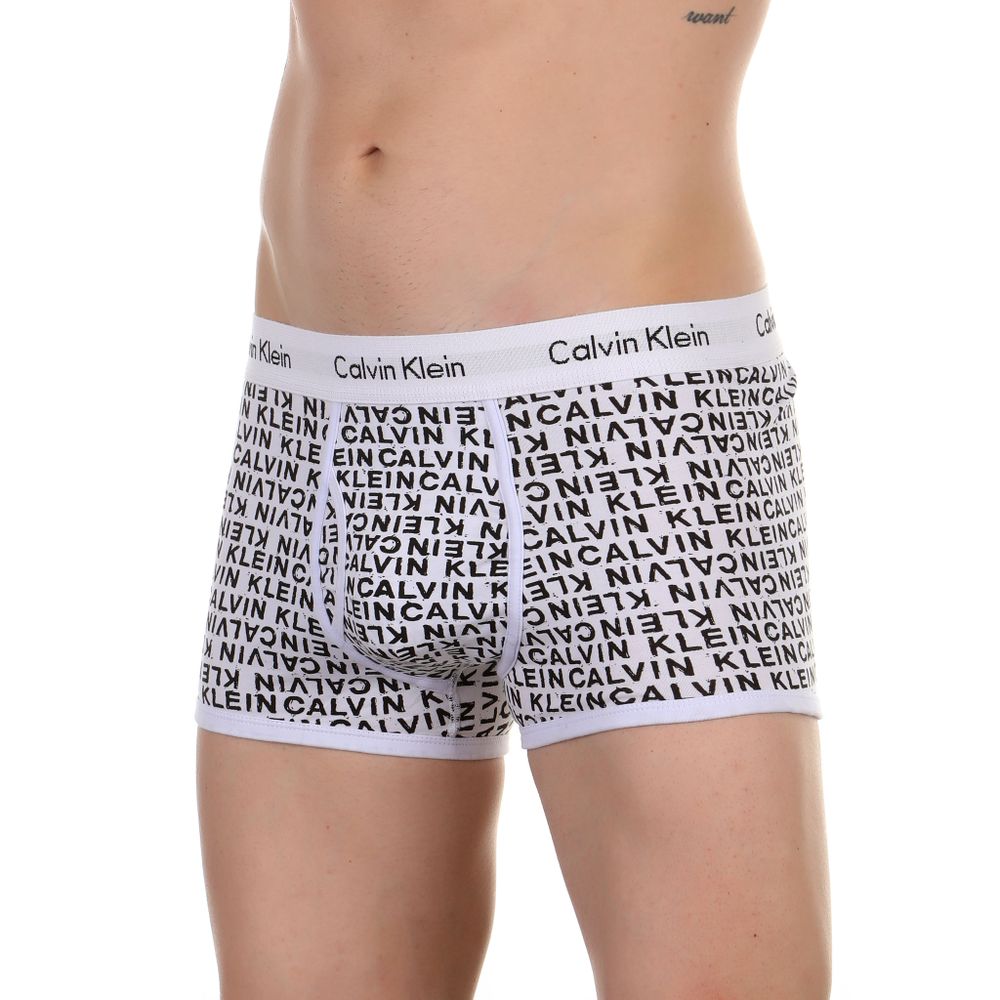 Мужские трусы боксеры белые с черными буквами Calvin Klein