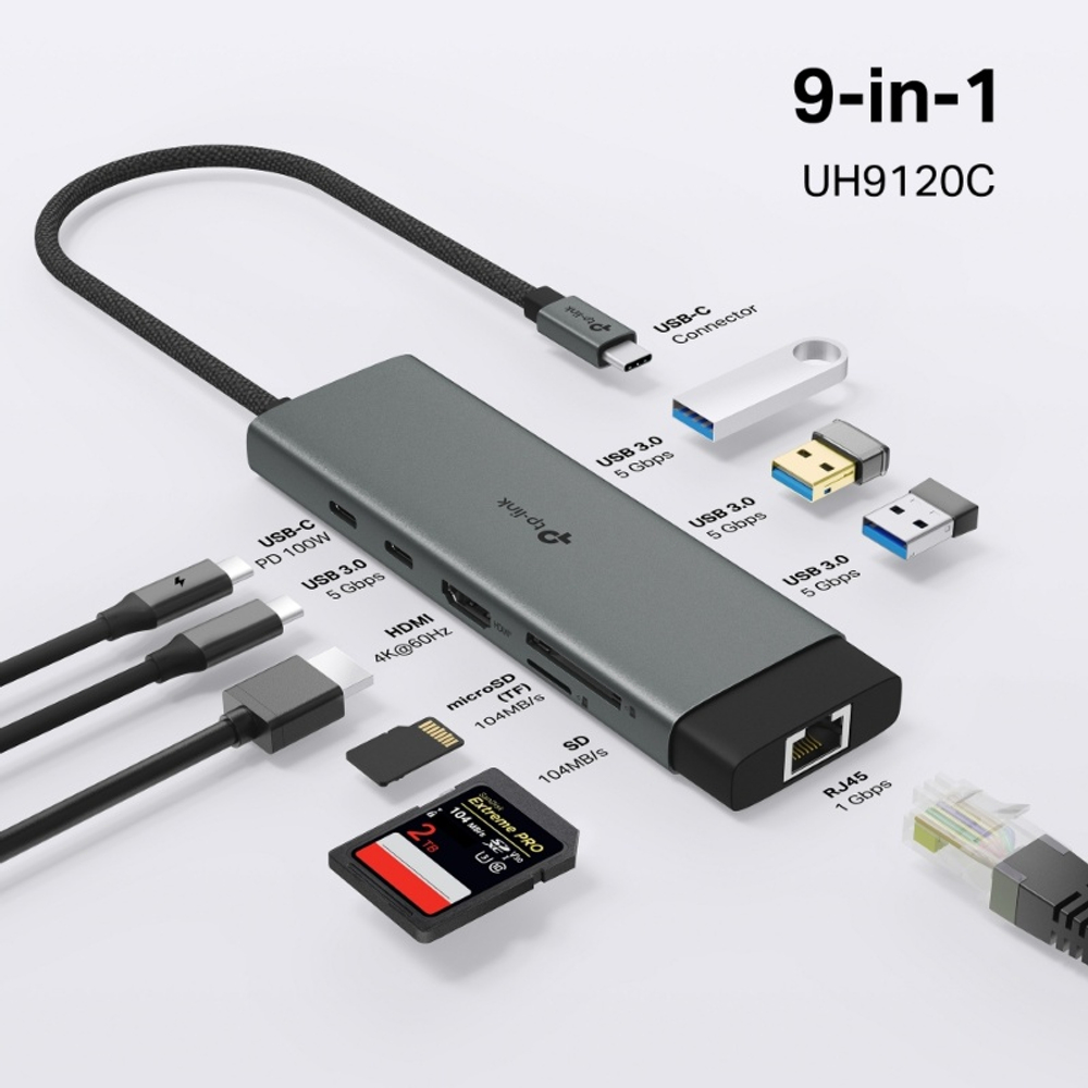 TP-Link UH9120C USB Type-C концентратор 9 в 1