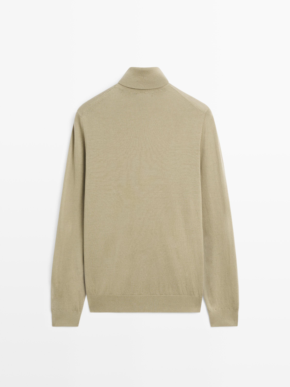 Massimo Dutti Трикотажный свитер из смесовой шерсти с высоким воротником, зеленый